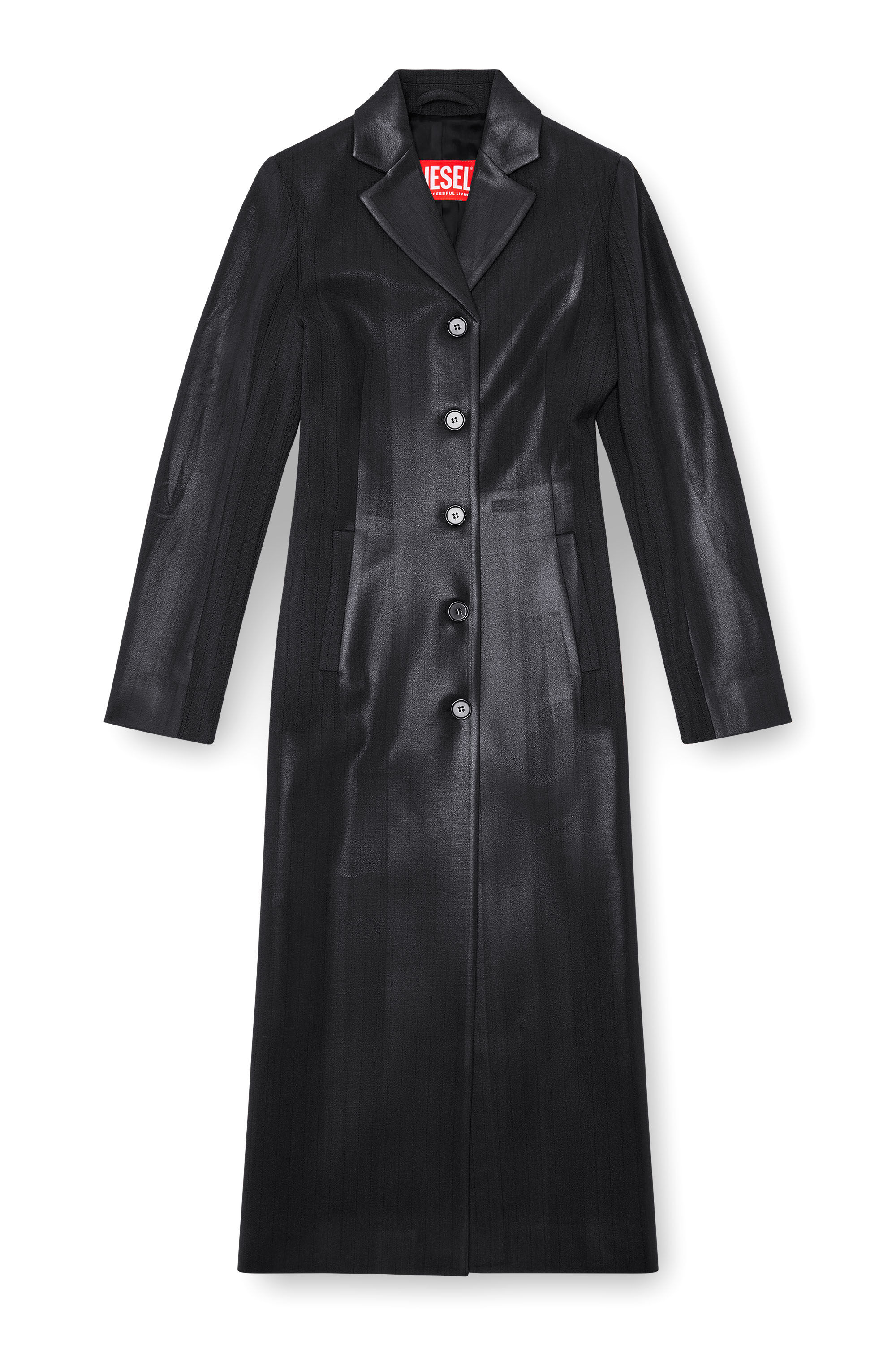 Diesel - G-LAMOUR, Woman's Pinstripe jacket with coated front in Black - 2
