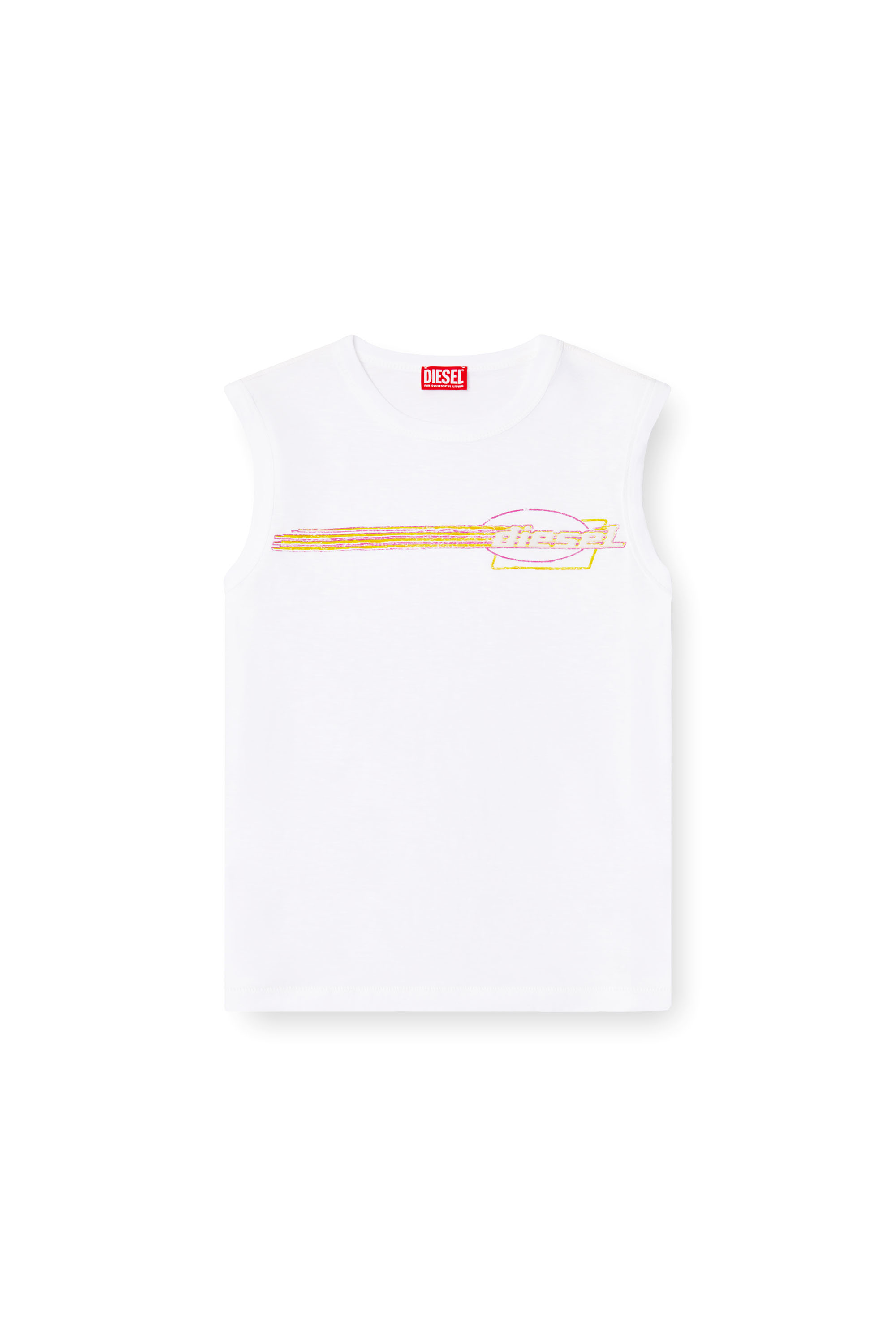 Diesel - T-BISCO-R3, Man's Slub tank top with flocked logo graphic in White - 4