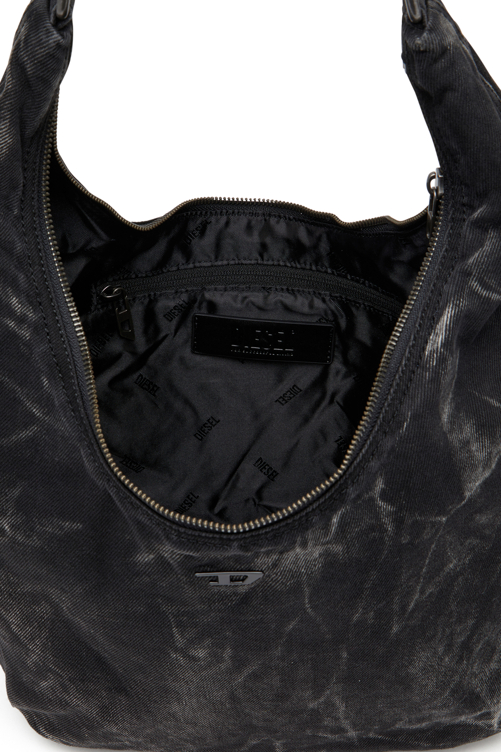 Diesel - RAVE HOBO X, Unisex's Rave - Hobo denim bag with zipper in Black - 4