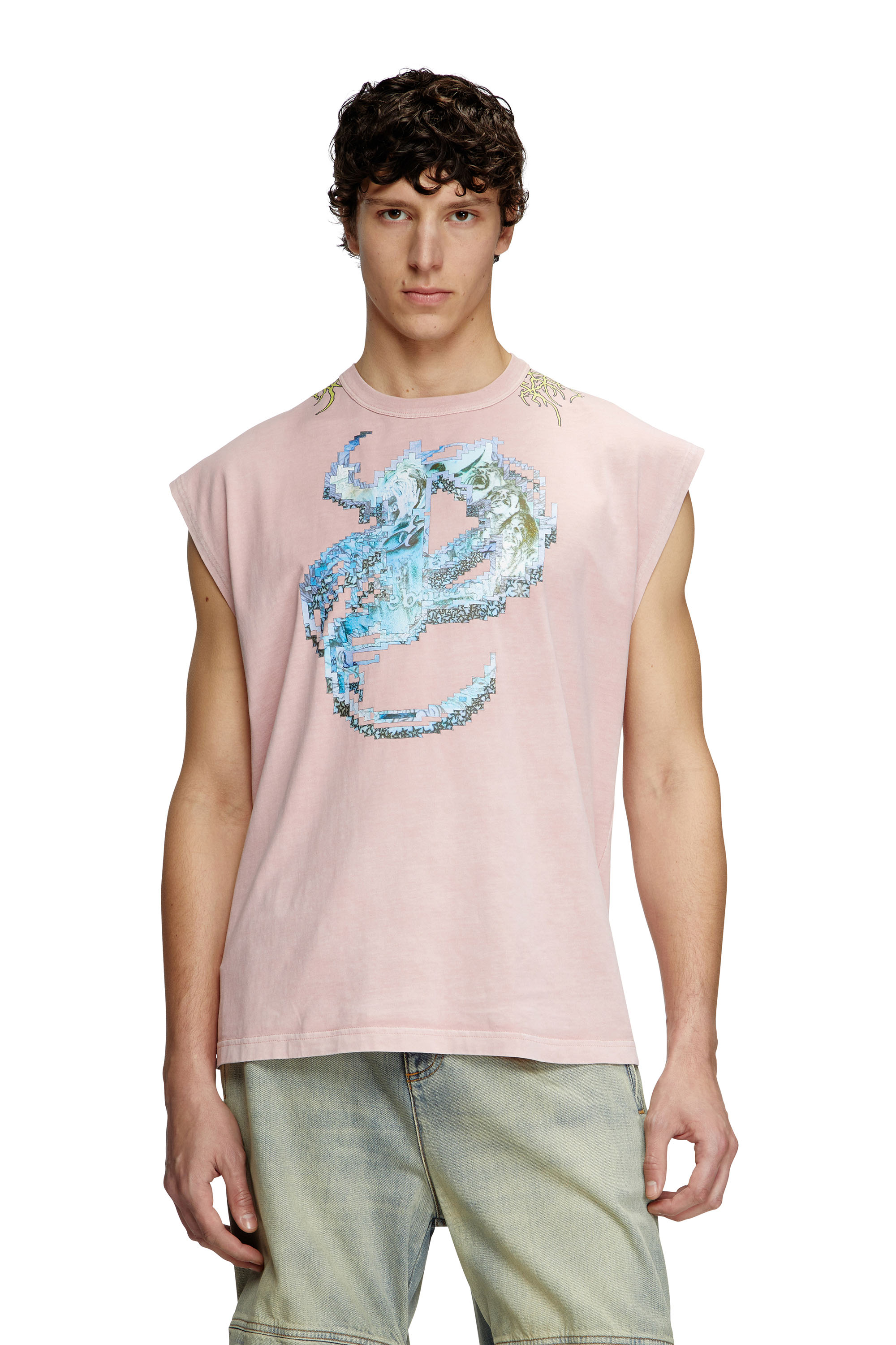 Diesel - T-BOXT-SL-R1, Man's Tank top with tattoo graphics in Pink - 2