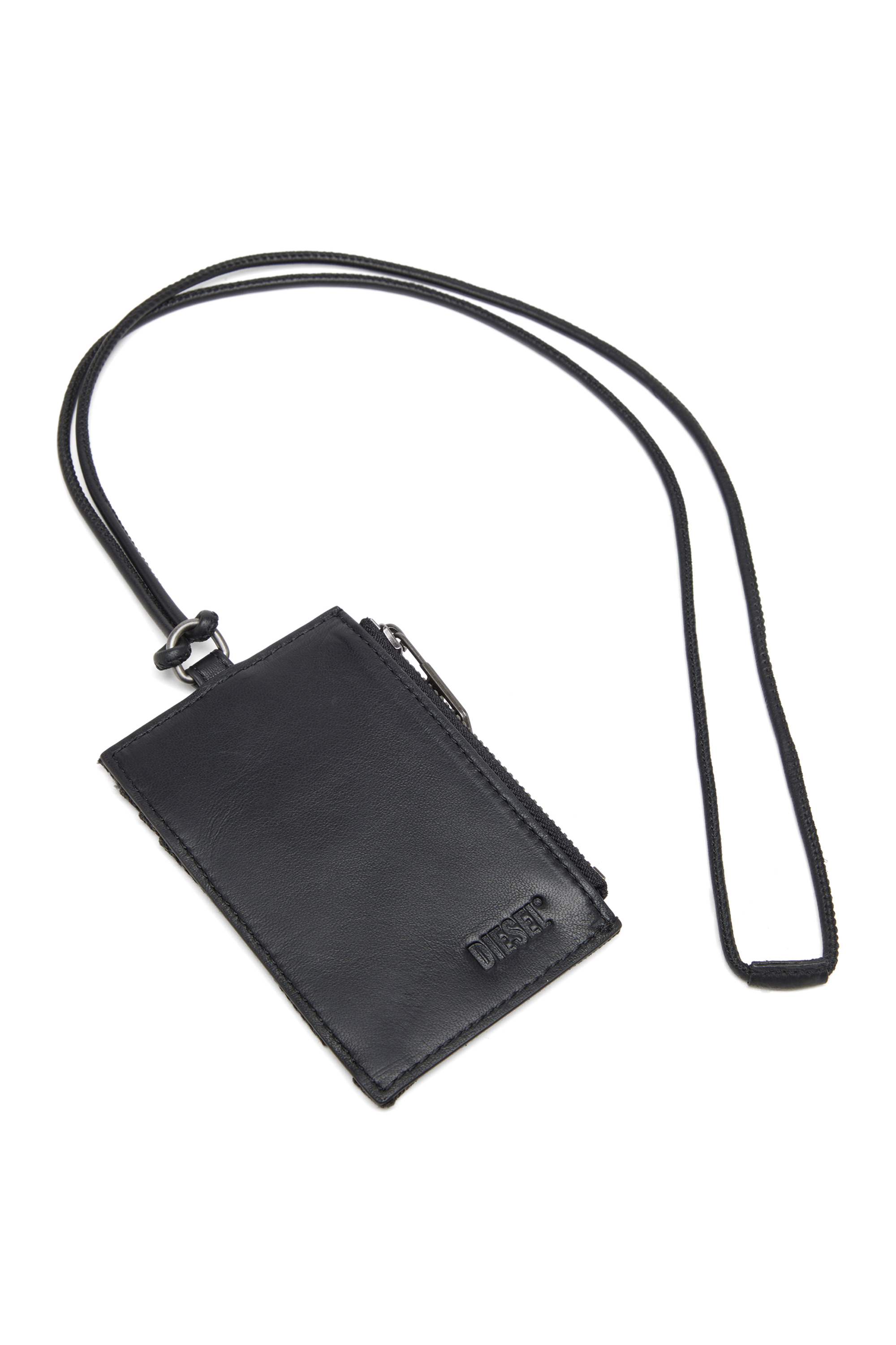 Diesel - MULTI-PKTS BADGE HOLDER, Man's Denim badge holder with leather details in Black - 2