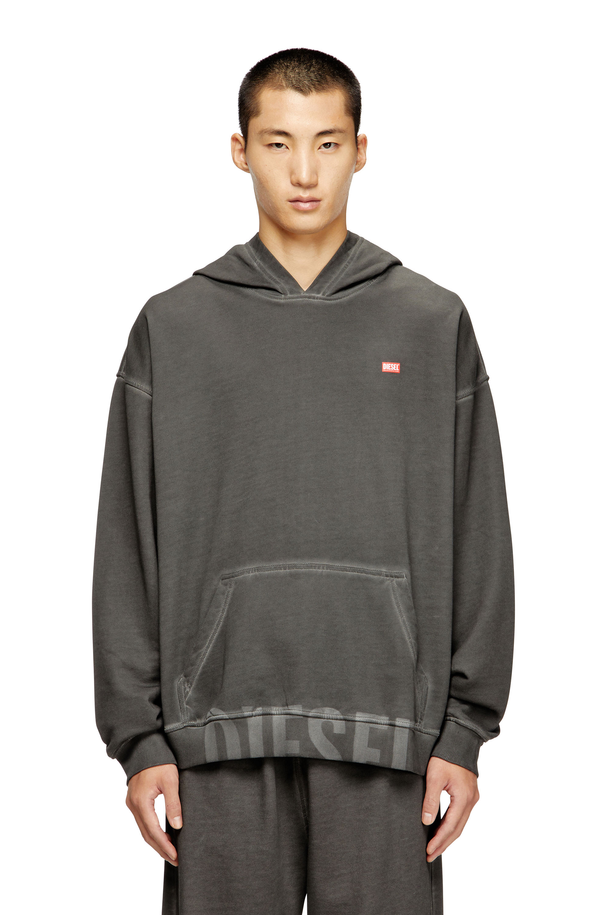 Diesel - S-BOXT-HOOD-T4, Man's Cotton hoodie with kangaroo pocket in Dark grey - 1