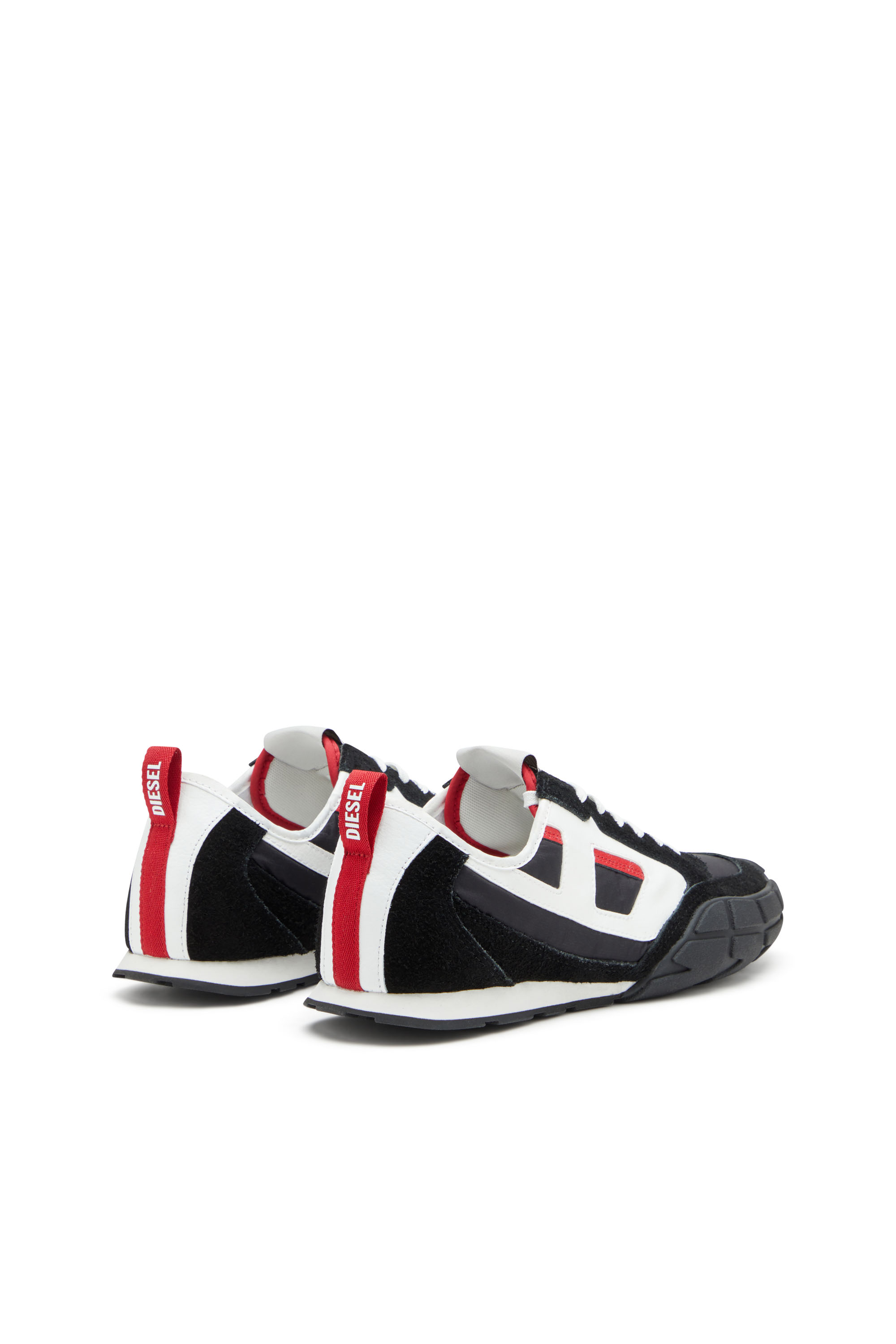 Diesel - S-PAGODHA LOW, Man's S-Pagodha-Sneakers in leather, suede and ripstop in Black/Red - 5