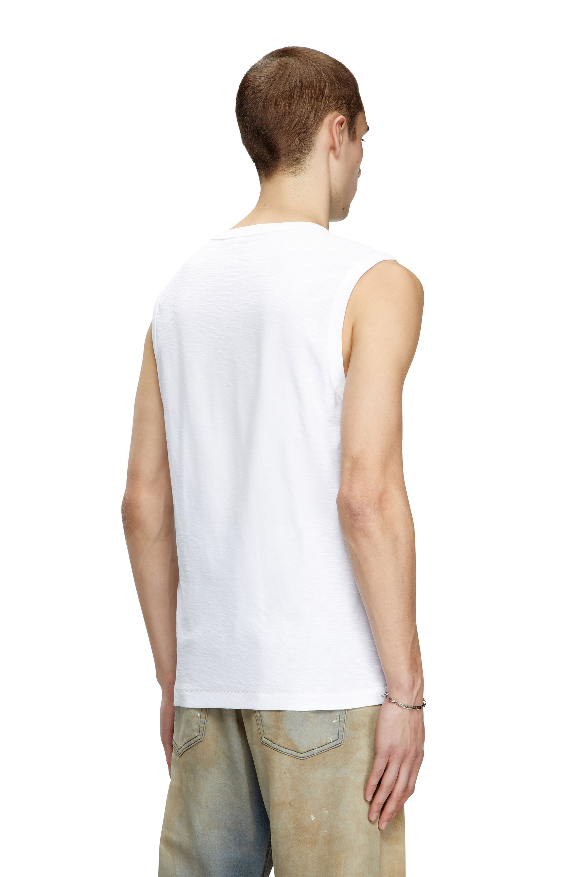 Diesel - T-BISCO-R3, Man's Slub tank top with flocked logo graphic in White - 5